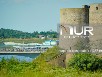 The bridge connecting Estonia with Russia is seen in Narva, Estonia on 24 July, 2024. Estonian authorities have closed the bridge that conne...