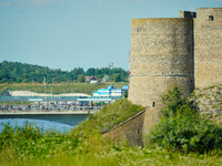 The bridge connecting Estonia with Russia is seen in Narva, Estonia on 24 July, 2024. Estonian authorities have closed the bridge that conne...