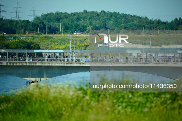 The bridge connecting Estonia with Russia is seen in Narva, Estonia on 24 July, 2024. Estonian authorities have closed the bridge that conne...