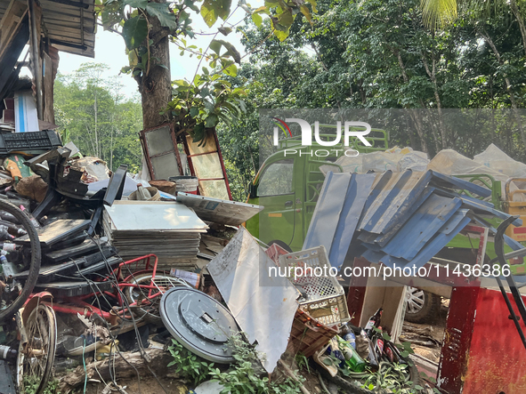 Scrap items are waiting to be sorted in Konni, Pathanamthitta, Kerala, India, on April 05, 2024. 