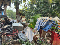 Scrap items are waiting to be sorted in Konni, Pathanamthitta, Kerala, India, on April 05, 2024. (