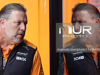 Zak Brown before first practice ahead of the Formula 1 Belgian Grand Prix at Spa-Francorchamps in Spa, Belgium on July 26, 2024. (