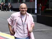 Jacques Villeneuve poses for a photo before first practice ahead of the Formula 1 Belgian Grand Prix at Spa-Francorchamps in Spa, Belgium on...