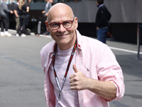 Jacques Villeneuve poses for a photo before first practice ahead of the Formula 1 Belgian Grand Prix at Spa-Francorchamps in Spa, Belgium on...