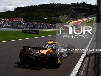 Lando Norris of McLaren during first practice ahead of the Formula 1 Belgian Grand Prix at Spa-Francorchamps in Spa, Belgium on July 26, 202...