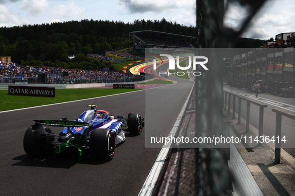 Logan Sargeant of Williams during first practice ahead of the Formula 1 Belgian Grand Prix at Spa-Francorchamps in Spa, Belgium on July 26,...