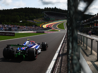 Logan Sargeant of Williams during first practice ahead of the Formula 1 Belgian Grand Prix at Spa-Francorchamps in Spa, Belgium on July 26,...