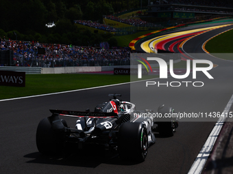 Kevin Magnussen of Haas during first practice ahead of the Formula 1 Belgian Grand Prix at Spa-Francorchamps in Spa, Belgium on July 26, 202...