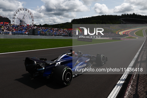 Alexander Albon of Williams during first practice ahead of the Formula 1 Belgian Grand Prix at Spa-Francorchamps in Spa, Belgium on July 26,...