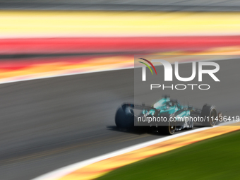 Fernando Alonso of Aston Martin Aramco during first practice ahead of the Formula 1 Belgian Grand Prix at Spa-Francorchamps in Spa, Belgium...