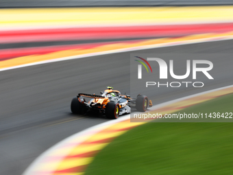 Lando Norris of McLaren during first practice ahead of the Formula 1 Belgian Grand Prix at Spa-Francorchamps in Spa, Belgium on July 26, 202...