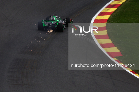 Valtteri Bottas of Kick Sauber during first practice ahead of the Formula 1 Belgian Grand Prix at Spa-Francorchamps in Spa, Belgium on July...