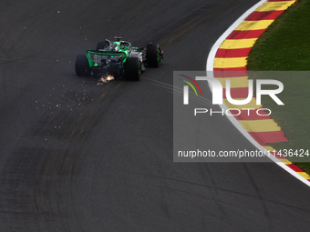 Valtteri Bottas of Kick Sauber during first practice ahead of the Formula 1 Belgian Grand Prix at Spa-Francorchamps in Spa, Belgium on July...