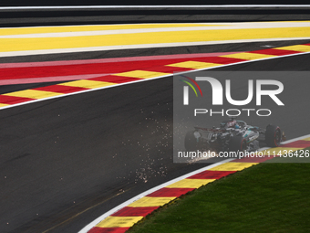 George Russell of Mercedes during first practice ahead of the Formula 1 Belgian Grand Prix at Spa-Francorchamps in Spa, Belgium on July 26,...