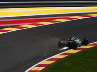 George Russell of Mercedes during first practice ahead of the Formula 1 Belgian Grand Prix at Spa-Francorchamps in Spa, Belgium on July 26,...