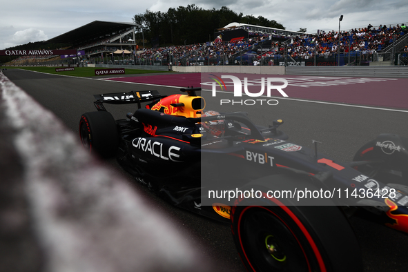 Max Verstappen of Red Bull Racing during first practice ahead of the Formula 1 Belgian Grand Prix at Spa-Francorchamps in Spa, Belgium on Ju...