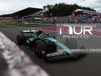 Fernando Alonso of Aston Martin Aramco during first practice ahead of the Formula 1 Belgian Grand Prix at Spa-Francorchamps in Spa, Belgium...