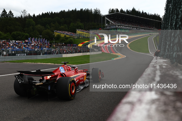 Charles Leclerc of Ferrari during first practice ahead of the Formula 1 Belgian Grand Prix at Spa-Francorchamps in Spa, Belgium on July 26,...