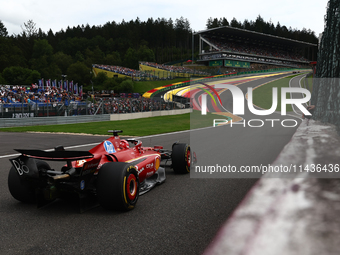 Charles Leclerc of Ferrari during first practice ahead of the Formula 1 Belgian Grand Prix at Spa-Francorchamps in Spa, Belgium on July 26,...