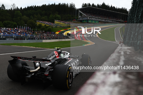 Nico Hulkenberg of Haas during first practice ahead of the Formula 1 Belgian Grand Prix at Spa-Francorchamps in Spa, Belgium on July 26, 202...