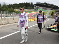 Brad Pitt during second practice ahead of the Formula 1 Belgian Grand Prix at Spa-Francorchamps in Spa, Belgium on July 26, 2024. (