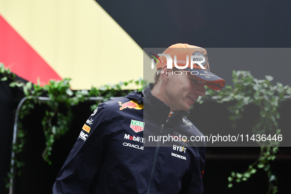 Max Verstappen of Red Bull Racing before second practice ahead of the Formula 1 Belgian Grand Prix at Spa-Francorchamps in Spa, Belgium on J...