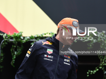 Max Verstappen of Red Bull Racing before second practice ahead of the Formula 1 Belgian Grand Prix at Spa-Francorchamps in Spa, Belgium on J...