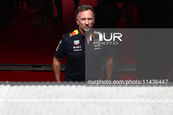 Christian Horner before second practice ahead of the Formula 1 Belgian Grand Prix at Spa-Francorchamps in Spa, Belgium on July 26, 2024. 