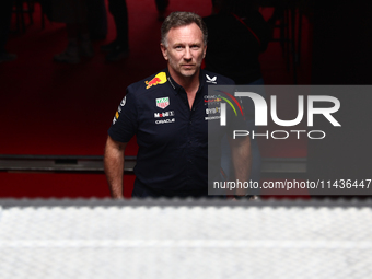 Christian Horner before second practice ahead of the Formula 1 Belgian Grand Prix at Spa-Francorchamps in Spa, Belgium on July 26, 2024. (