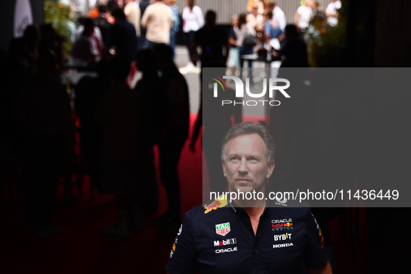 Christian Horner before second practice ahead of the Formula 1 Belgian Grand Prix at Spa-Francorchamps in Spa, Belgium on July 26, 2024. 