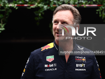 Christian Horner before second practice ahead of the Formula 1 Belgian Grand Prix at Spa-Francorchamps in Spa, Belgium on July 26, 2024. (