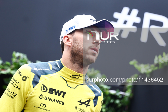 Pierre Gasly of Alpine before second practice ahead of the Formula 1 Belgian Grand Prix at Spa-Francorchamps in Spa, Belgium on July 26, 202...