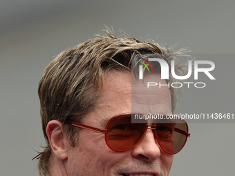 Brad Pitt during second practice ahead of the Formula 1 Belgian Grand Prix at Spa-Francorchamps in Spa, Belgium on July 26, 2024. (