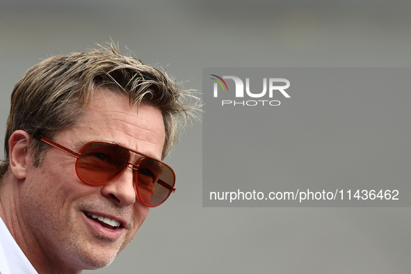 Brad Pitt during second practice ahead of the Formula 1 Belgian Grand Prix at Spa-Francorchamps in Spa, Belgium on July 26, 2024. 