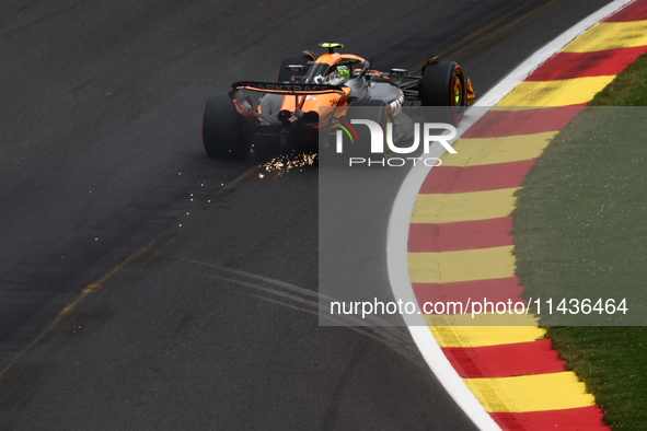 Lando Norris of McLaren during second practice ahead of the Formula 1 Belgian Grand Prix at Spa-Francorchamps in Spa, Belgium on July 26, 20...