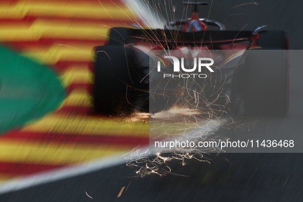 Charles Leclerc of Ferrari during second practice ahead of the Formula 1 Belgian Grand Prix at Spa-Francorchamps in Spa, Belgium on July 26,...