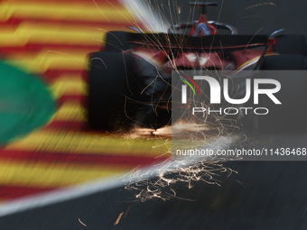 Charles Leclerc of Ferrari during second practice ahead of the Formula 1 Belgian Grand Prix at Spa-Francorchamps in Spa, Belgium on July 26,...