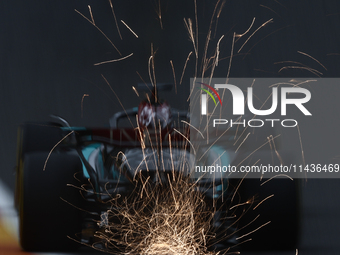 George Russell of Mercedes during second practice ahead of the Formula 1 Belgian Grand Prix at Spa-Francorchamps in Spa, Belgium on July 26,...