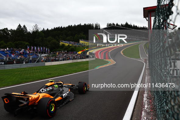 Lando Norris of McLaren during second practice ahead of the Formula 1 Belgian Grand Prix at Spa-Francorchamps in Spa, Belgium on July 26, 20...