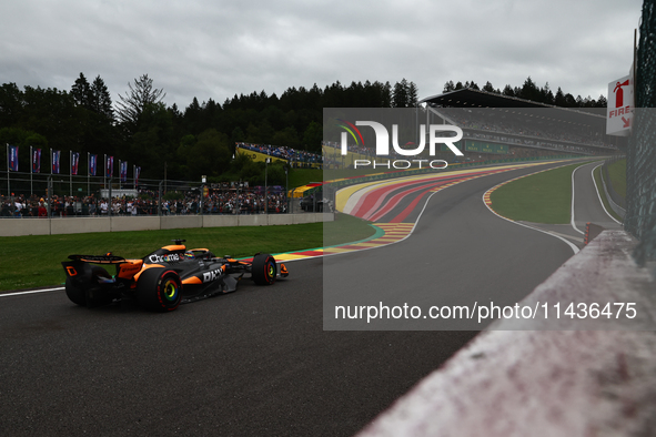 Oscar Piastri of McLaren during second practice ahead of the Formula 1 Belgian Grand Prix at Spa-Francorchamps in Spa, Belgium on July 26, 2...