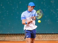 Vilius Gaubas from Lithuania is in action during the Internazionali di Verona - ATP Challenger 100 tennis tournament at Sports Club Verona i...