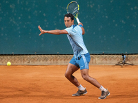 Hugo Dellien from Bolivia is in action during the Internazionali di Verona - ATP Challenger 100 tennis tournament at Sports Club Verona in V...