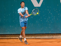 Hugo Dellien from Bolivia is in action during the Internazionali di Verona - ATP Challenger 100 tennis tournament at Sports Club Verona in V...