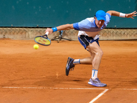 Vilius Gaubas from Lithuania is in action during the Internazionali di Verona - ATP Challenger 100 tennis tournament at Sports Club Verona i...