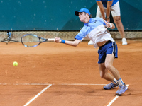 Vilius Gaubas from Lithuania is in action during the Internazionali di Verona - ATP Challenger 100 tennis tournament at Sports Club Verona i...