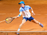 Vilius Gaubas from Lithuania is in action during the Internazionali di Verona - ATP Challenger 100 tennis tournament at Sports Club Verona i...