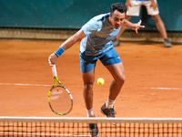 Hugo Dellien from Bolivia is in action during the Internazionali di Verona - ATP Challenger 100 tennis tournament at Sports Club Verona in V...