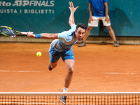 Hugo Dellien from Bolivia is in action during the Internazionali di Verona - ATP Challenger 100 tennis tournament at Sports Club Verona in V...