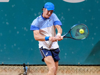 Vilius Gaubas from Lithuania is in action during the Internazionali di Verona - ATP Challenger 100 tennis tournament at Sports Club Verona i...