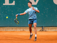 Hugo Dellien from Bolivia is in action during the Internazionali di Verona - ATP Challenger 100 tennis tournament at Sports Club Verona in V...